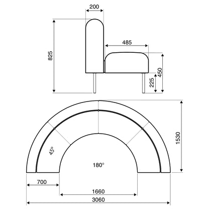 Sofa VARIETY, halvsirkel, KUN 2 STK MODULER, stoff Pod CS, marineblå fra AJ Produkter