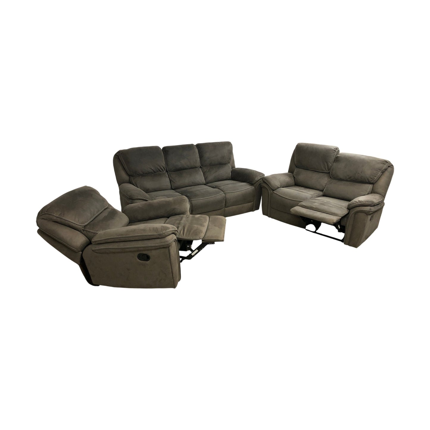 Preston Sofagruppe fra A-Møbler, 3- 2- og 1-seter, gråbrun microfiber