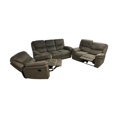 Preston Sofagruppe fra A-Møbler, 3- 2- og 1-seter, gråbrun microfiber