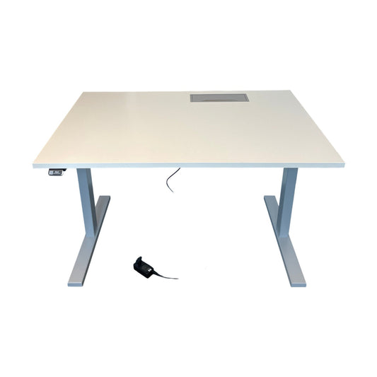 Hvit elektrisk hev/senk skrivebord, laminat, 120x80 cm