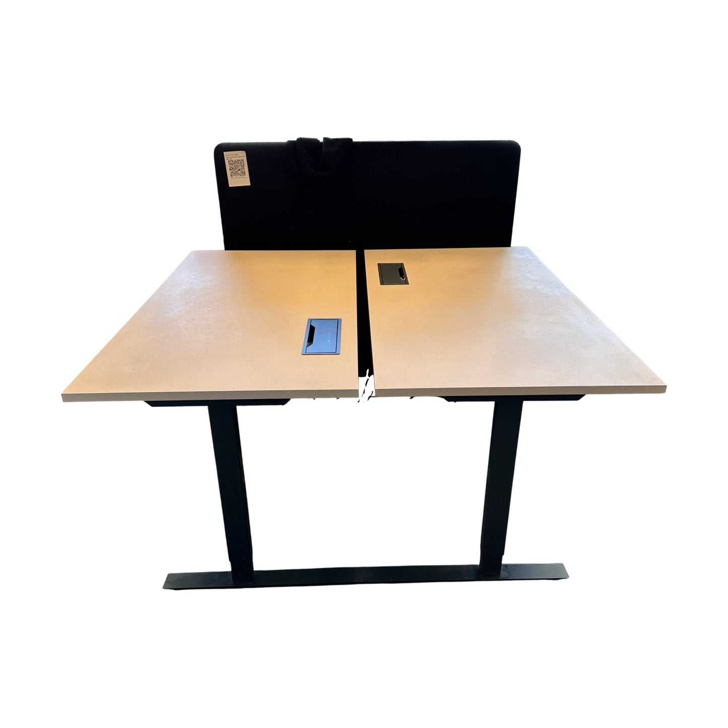 Elektrisk dobbelt hev/senk skrivebord 160x165 cm, beige