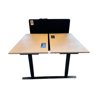 Elektrisk dobbelt hev/senk skrivebord 160x165 cm, beige