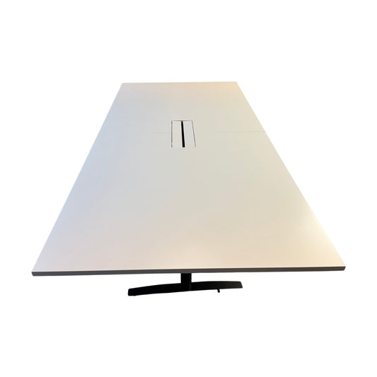 Møteromsbord m/hvit bordplate og svarte ben, 280cm
