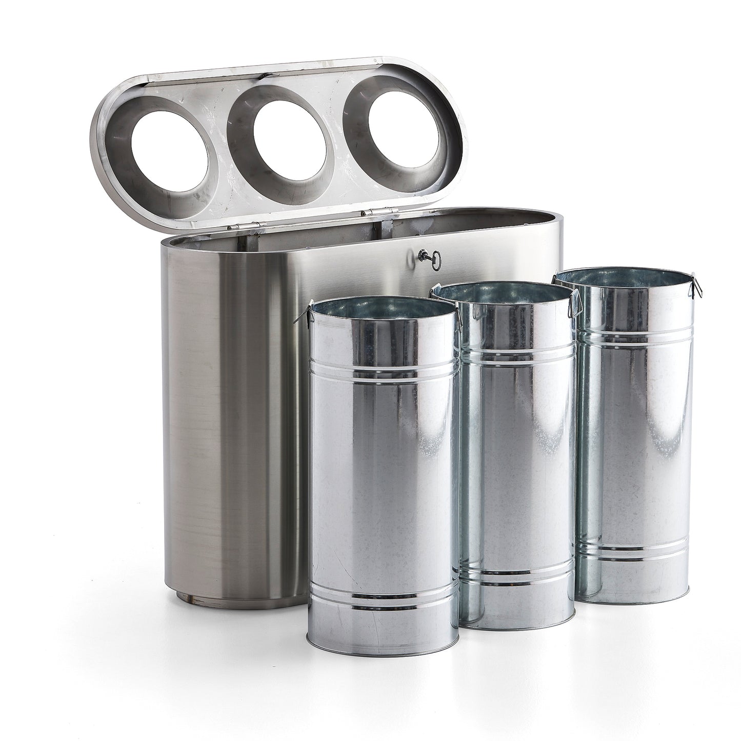 Sorteringsbeholder CLARK, 3x48 l, rustfritt stål