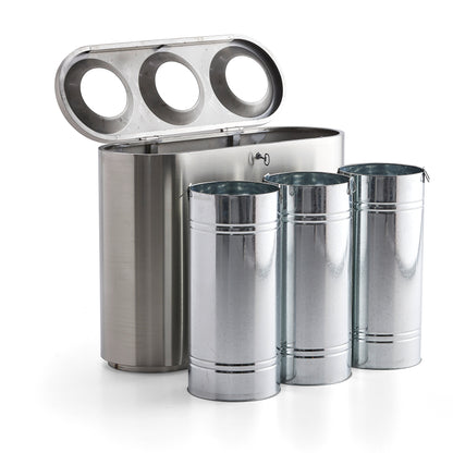 Sorteringsbeholder CLARK, 3x48 l, rustfritt stål