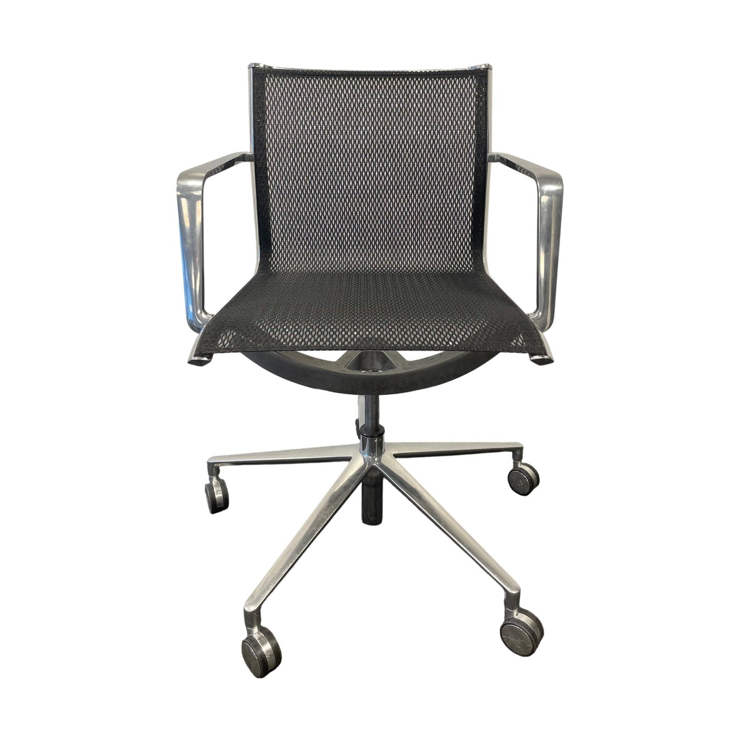 ICF Una møteromsstol, svart, med armlener og hjul