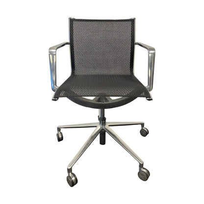 ICF Una møteromsstol, svart, med armlener og hjul