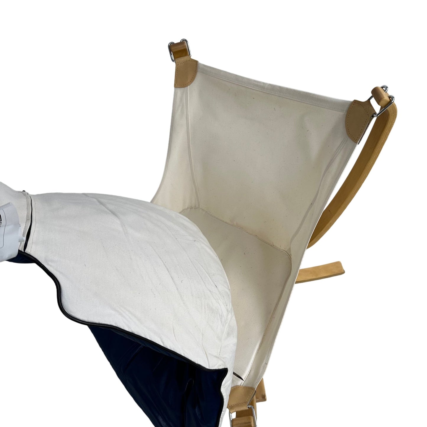 Blå stol fra Vatne Møbler, skinn