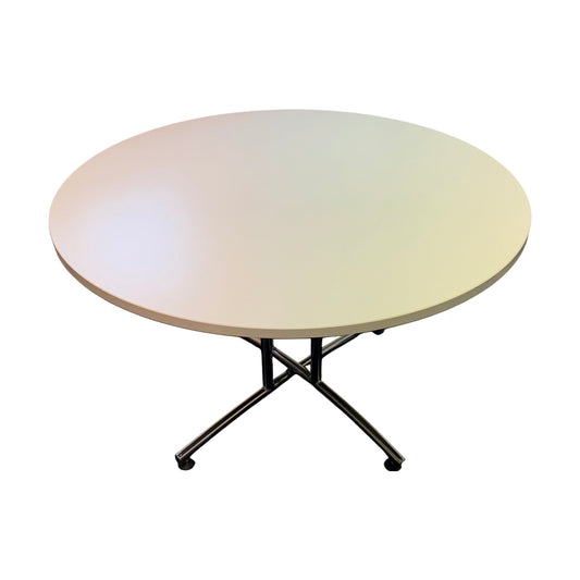 Hvitt rundt bord m/ kromben