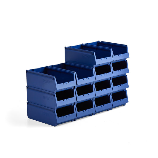 Plastbakke AJ 9000, serie -68, L400 B230 H150 mm, 14-pk., blå fra AJ Produkter
