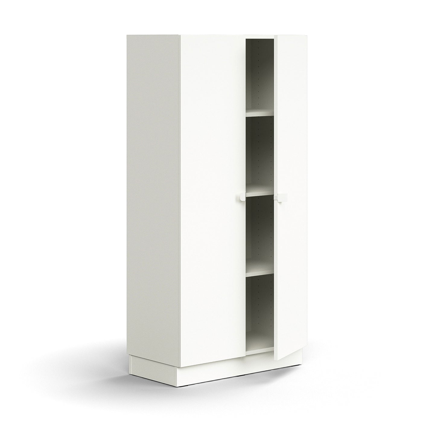 Skap QBUS, 3 hyller, sokkel, håndtak, H1636 B800 D420 mm, hvit fra AJ Produkter