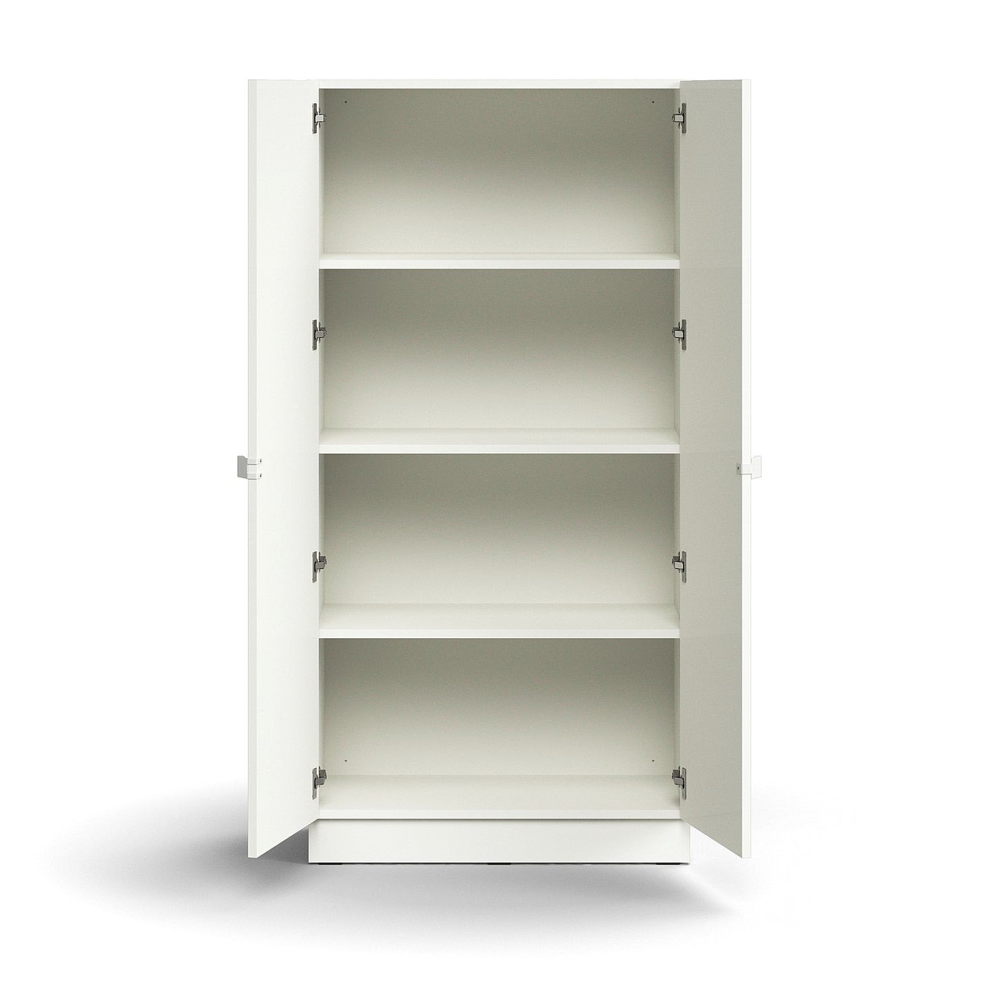 Skap QBUS, 3 hyller, sokkel, håndtak, H1636 B800 D420 mm, hvit fra AJ Produkter