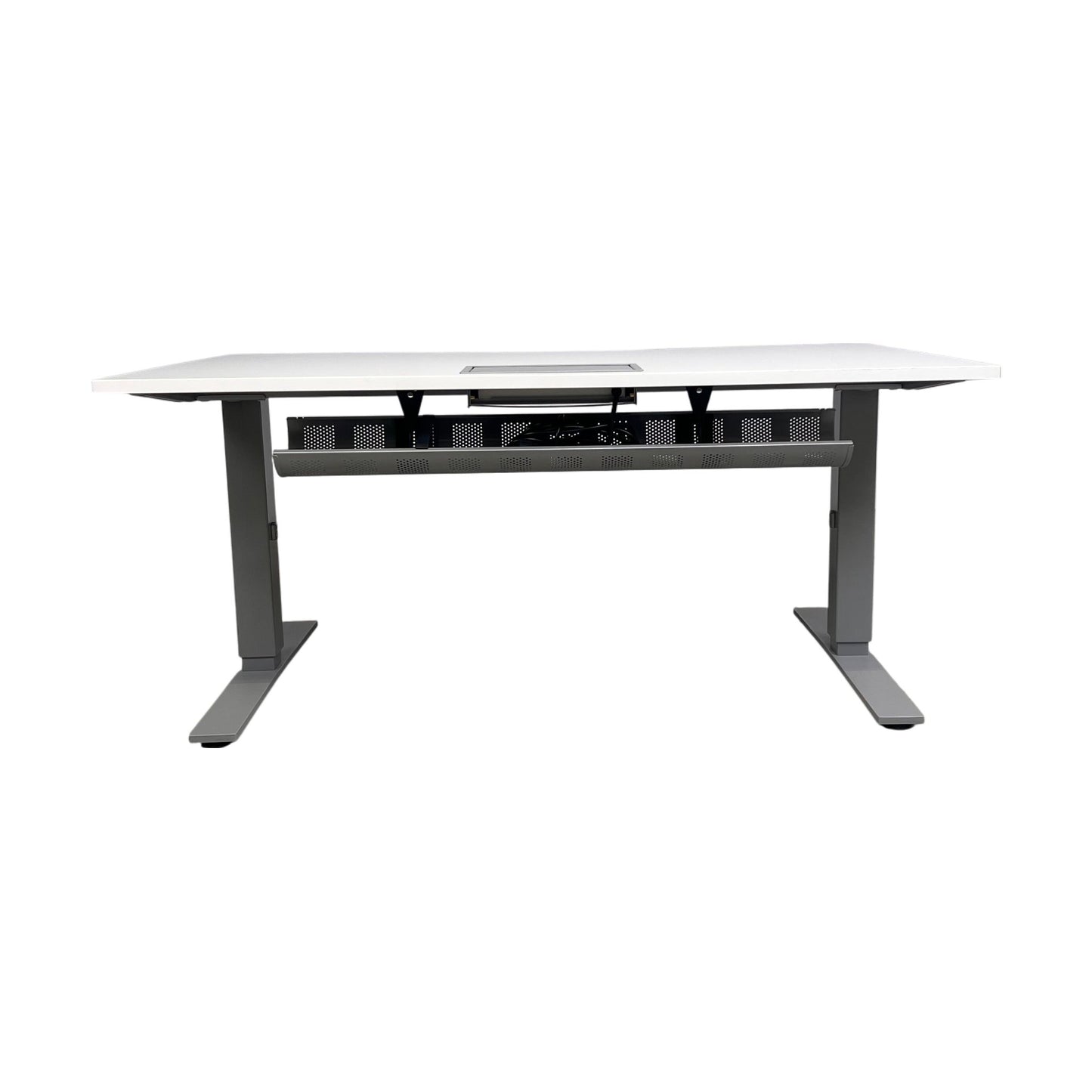 Manuelt justerbart hev/senk skrivebord 160x80 cm, grå/hvit, Kinnarps