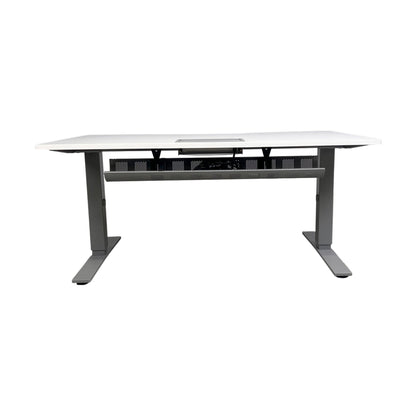 Manuelt justerbart hev/senk skrivebord 160x80 cm, grå/hvit, Kinnarps