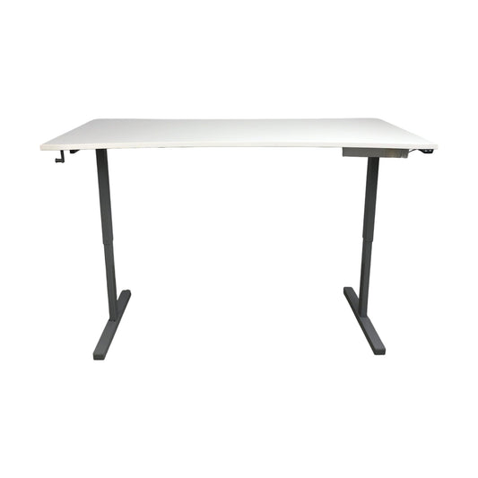 Elektrisk hev/senk skrivebord i hvit m/ grå ben, 180cm