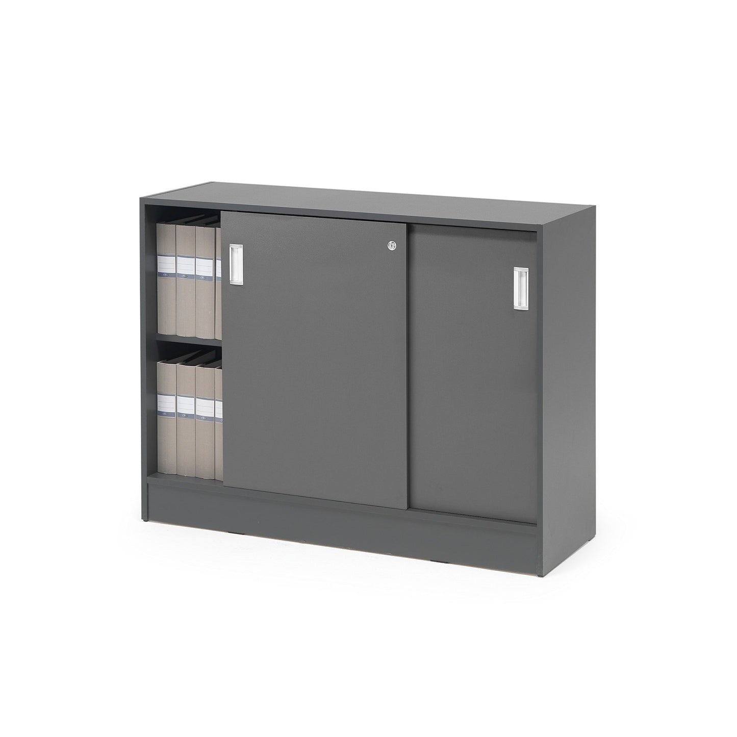 Skap FLEXUS med skyvedører, H925 B1200 D415 mm, grå
