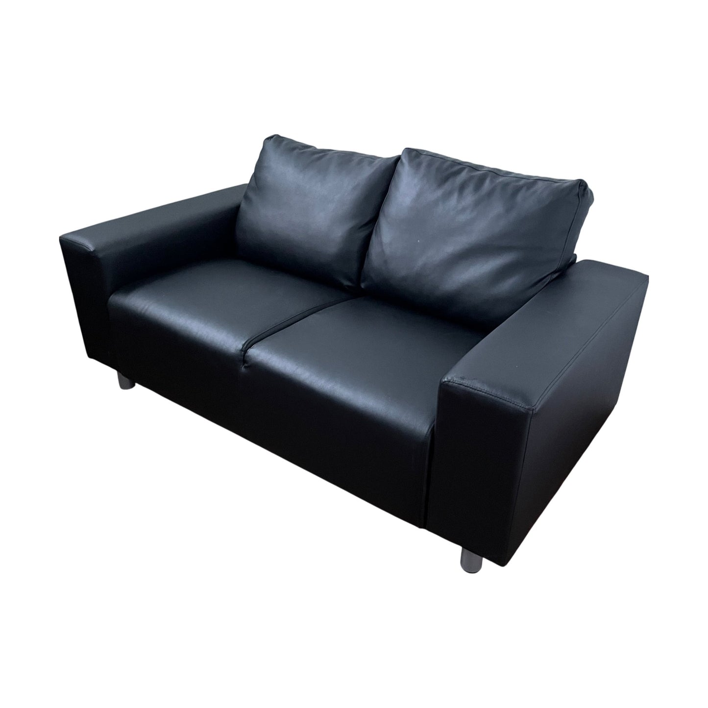 Sort 2-seter sofa i skinn