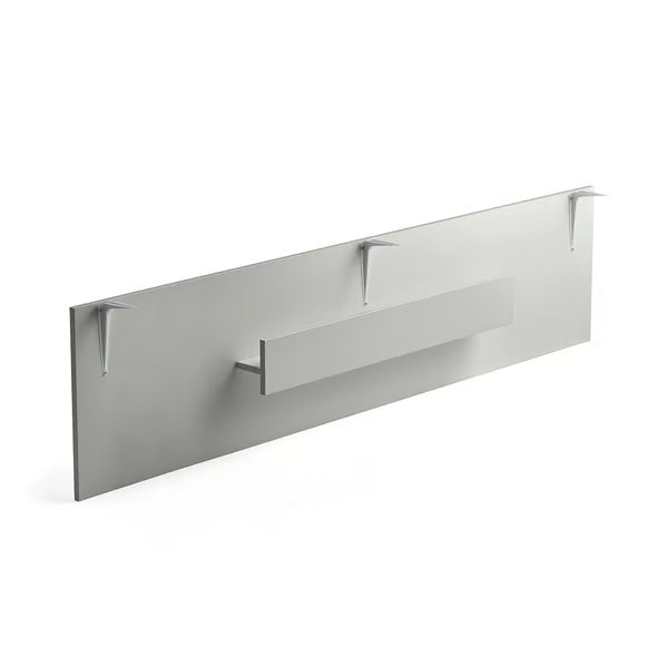 Skrivebord FLEXUS med mageuttak og frontpanel QBUS, L2000 B1000 mm, sølv understell, grå