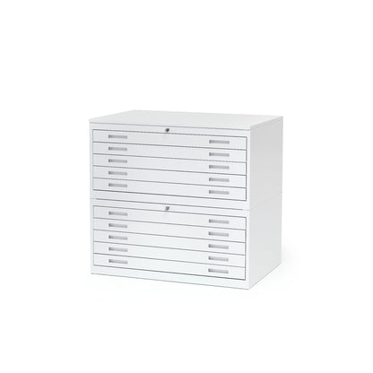 Tegningsskap SKETCH, dobbelt, A1, topplate stål, hvit