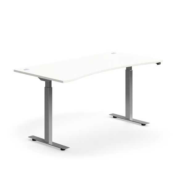 Skrivebord FLEXUS, hev/senk, hvit, sølv understell, 160x80 cm