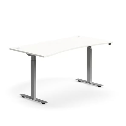 Skrivebord FLEXUS, hev/senk, hvit, sølv understell, 160x80 cm
