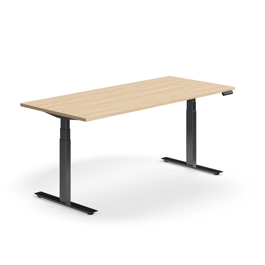 Skrivebord QBUS, hev/senk, svart, eik fra AJ Produkter, 180x80 cm