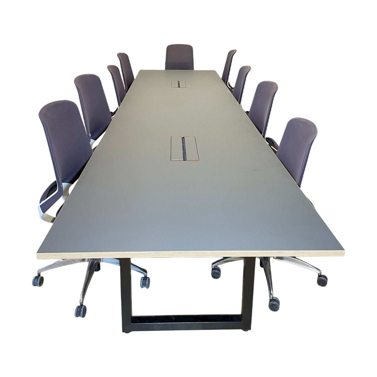 Møtebord, mørk grå, 480x120 cm