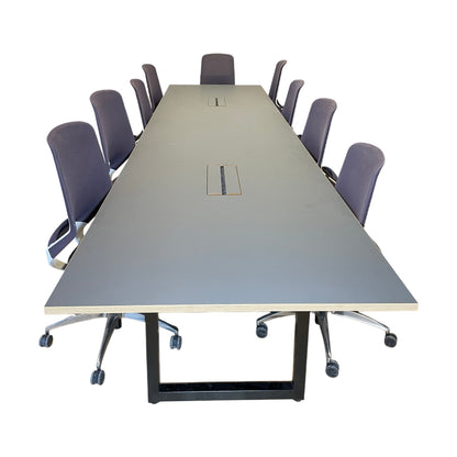 Møtebord, mørk grå, 480x120 cm