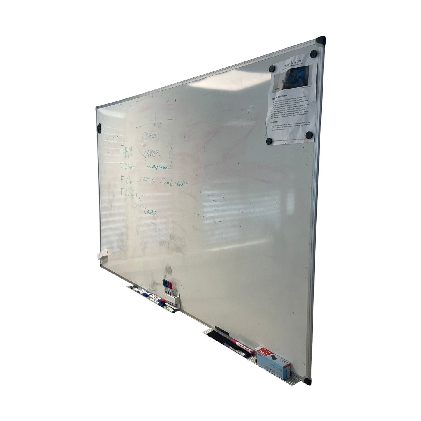 Whiteboard plast hvit vegghengt, 200x2x120 cm