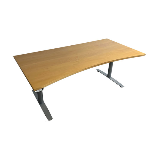 (180x90) Trefarget elektrisk hev/senk skrivebord i bjørk fra Kinnarps