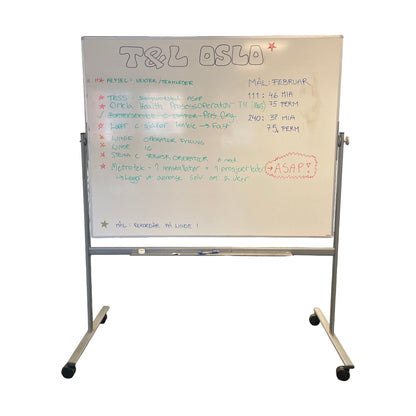 Hvit roterbar whiteboard, 180x57x160 cm
