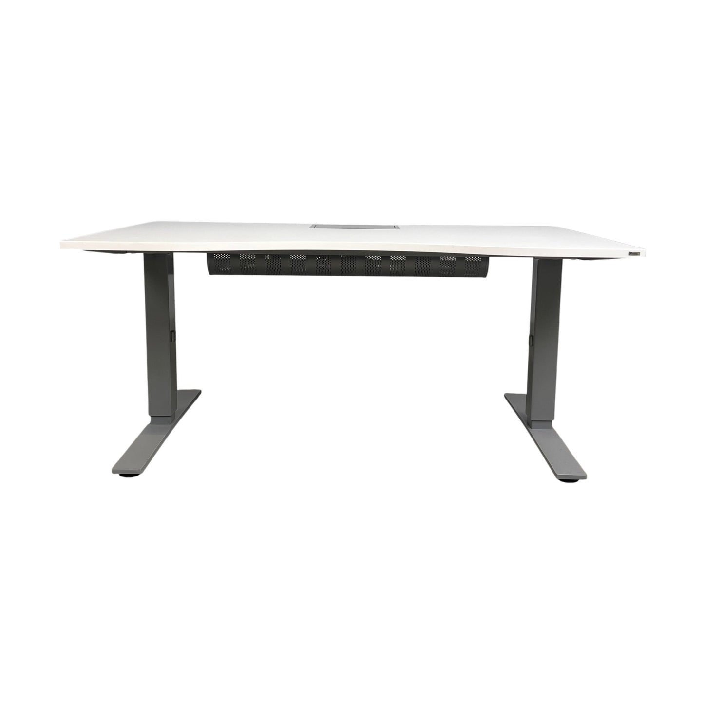 Manuelt justerbart hev/senk skrivebord 160x80 cm, grå/hvit, Kinnarps