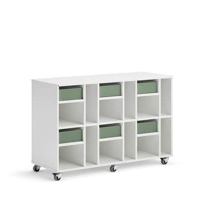 Elevkommode CASPER, hvit med mørkegrønne skuffer