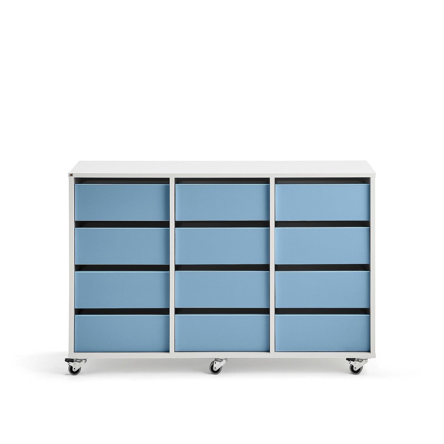 Elevkommode CASPER, 12 skuffer, hvit, himmelblå
