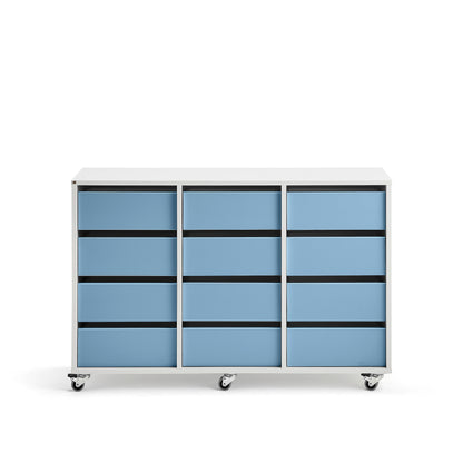 Elevkommode CASPER, 12 skuffer, hvit, himmelblå