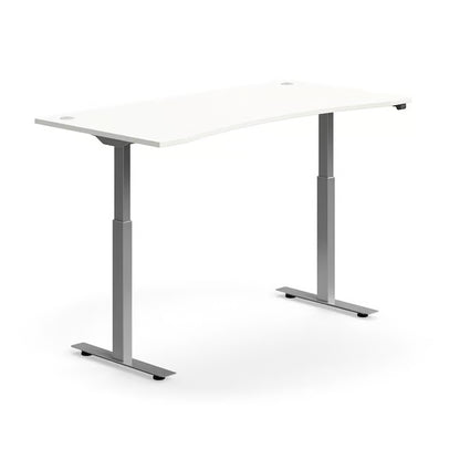 Skrivebord FLEXUS, hev/senk, hvit, sølv understell, 160x80 cm