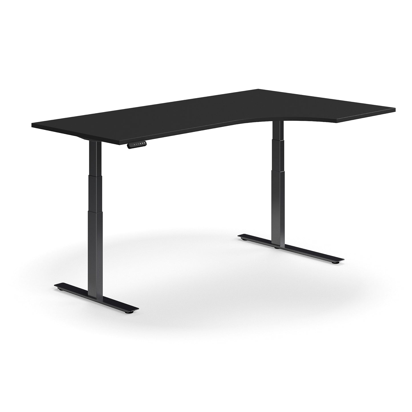 Hjørneskrivebord QBUS, hev/senk, L2000 B1200 mm, svart, svart