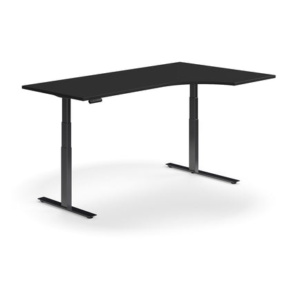Hjørneskrivebord QBUS, hev/senk, L2000 B1200 mm, svart, svart