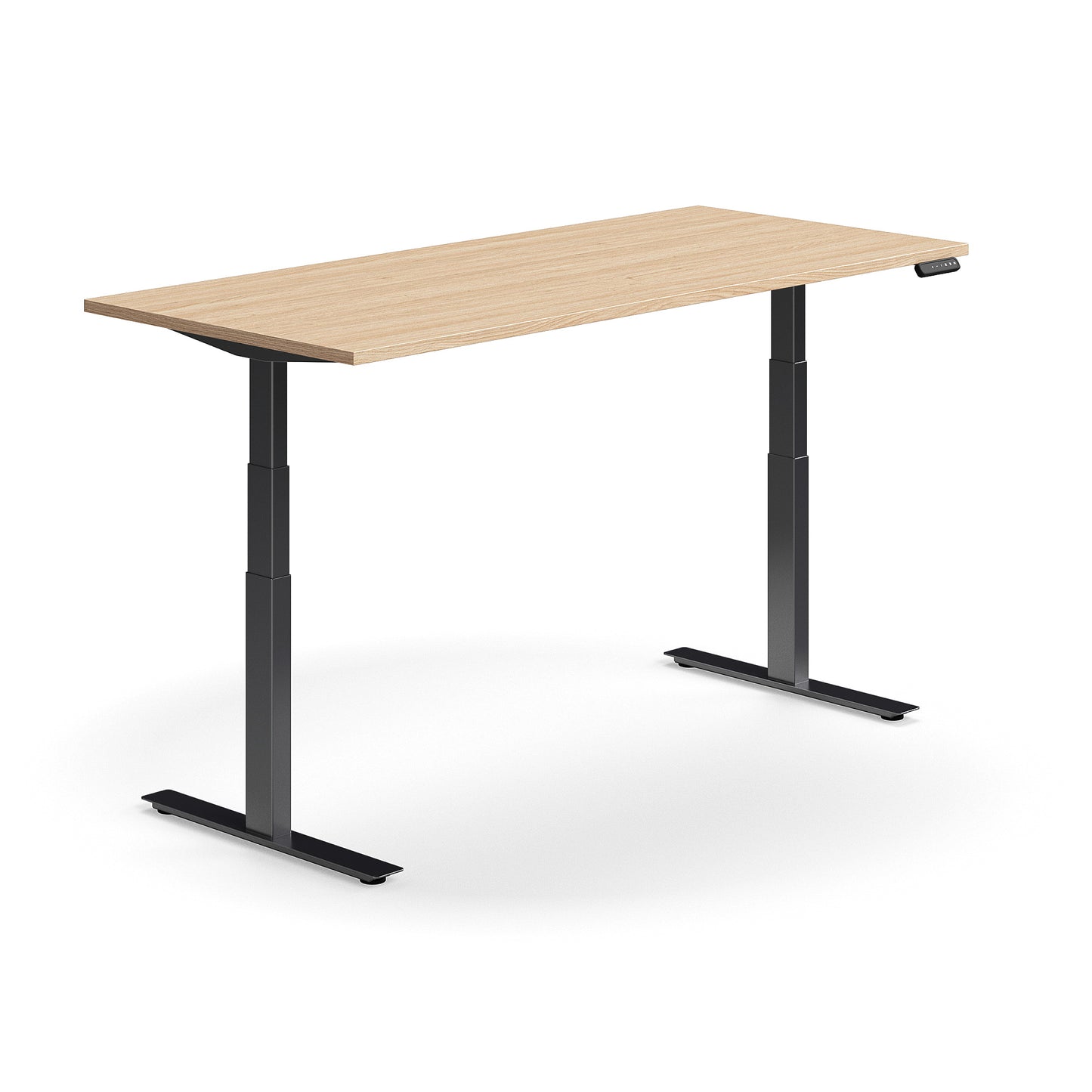 Skrivebord QBUS, hev/senk, L1800 B800 mm, svart, eik
