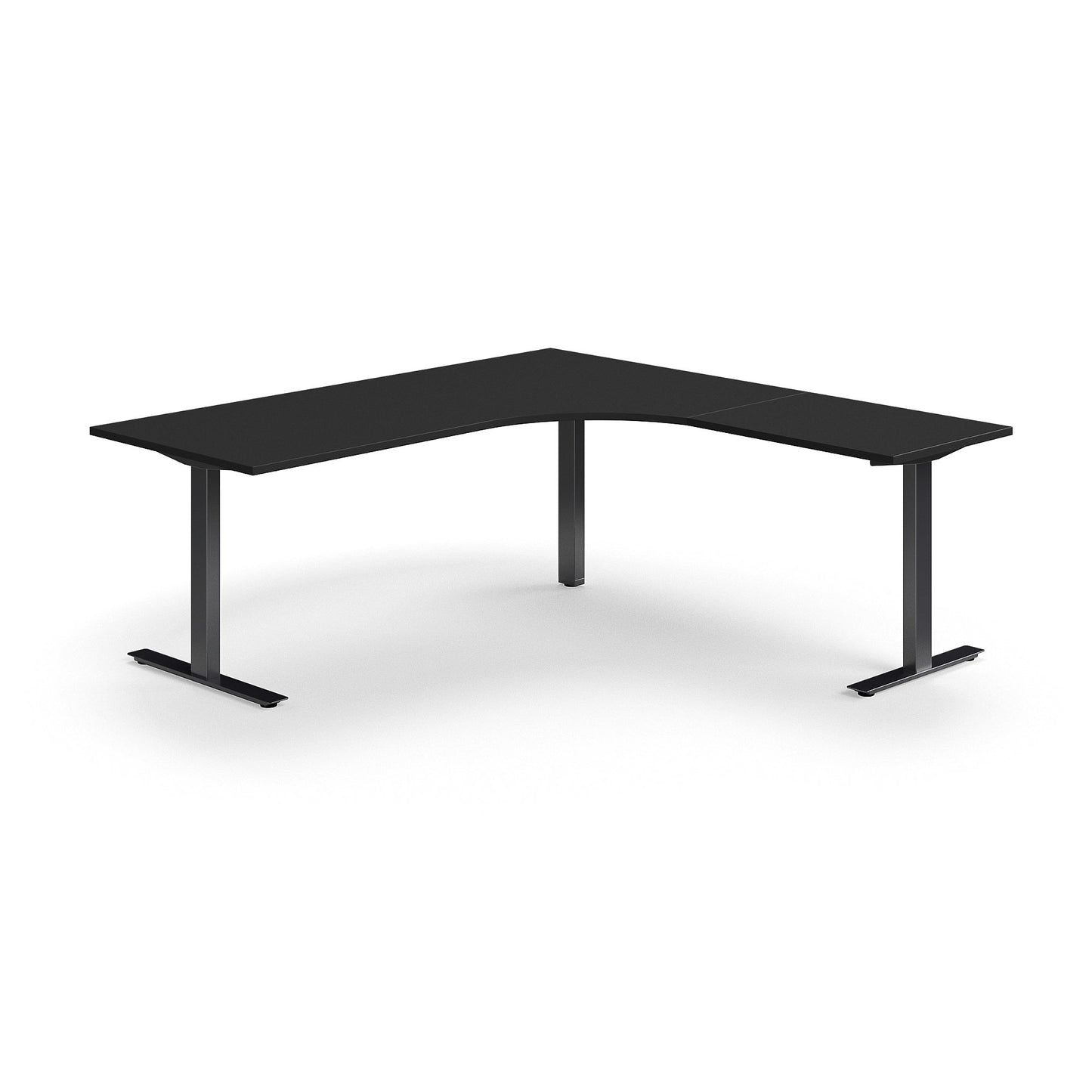 Hjørneskrivebord QBUS, T-stativ, 200x200 cm, svart