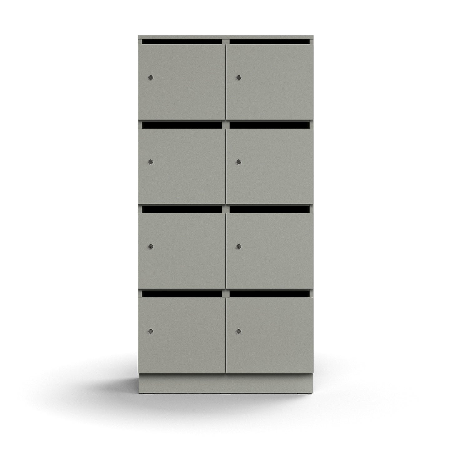 Postsorteringshylle QBUS, 8 rom, sokkel, H1636 B800 D420 mm, lys grå