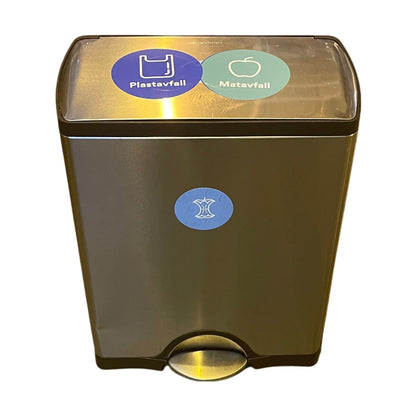 Simplehuman Dual pedalbøtte, i krom (50x26x65)