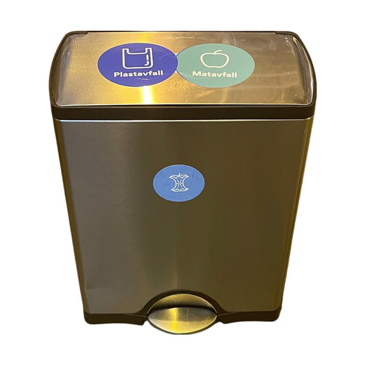 Simplehuman Dual pedalbøtte, i krom (50x26x65)