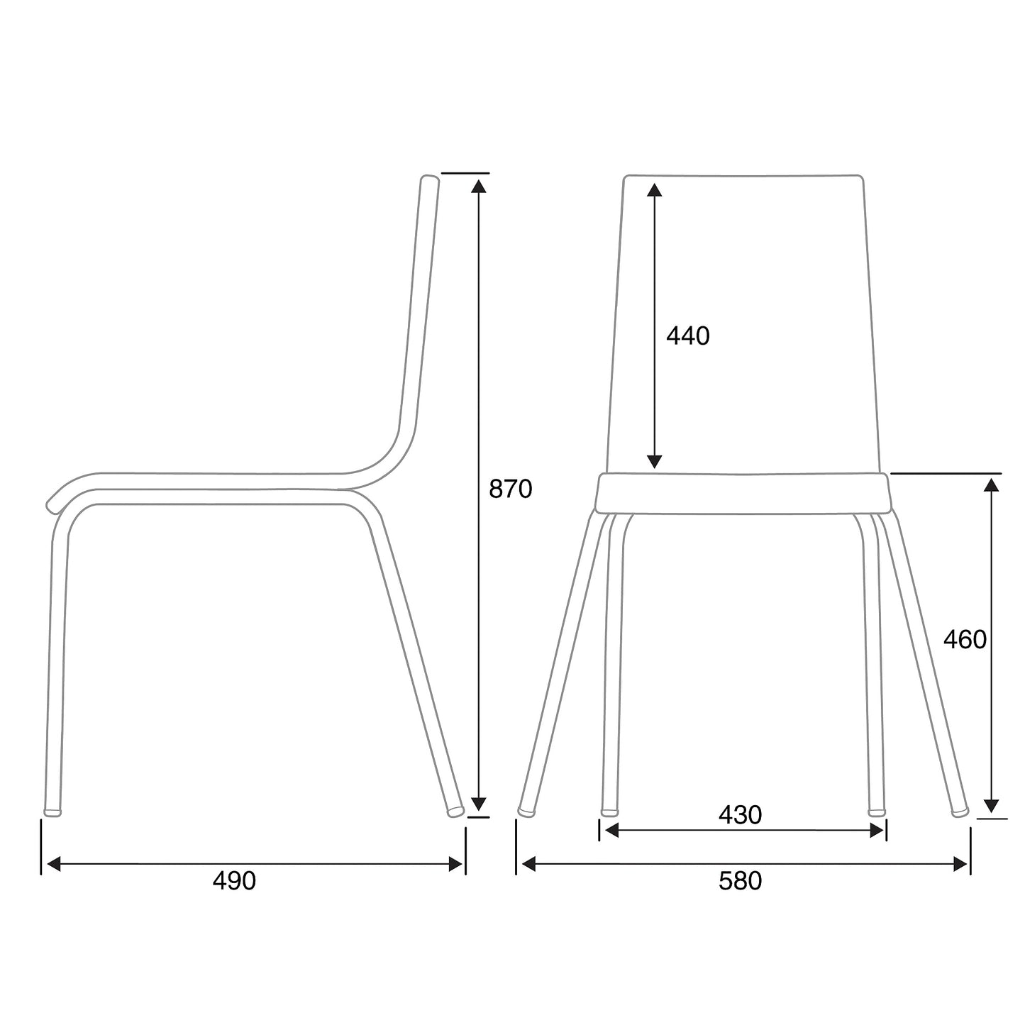 Konferansestol MELVILLE, 4-pk., mørk grå