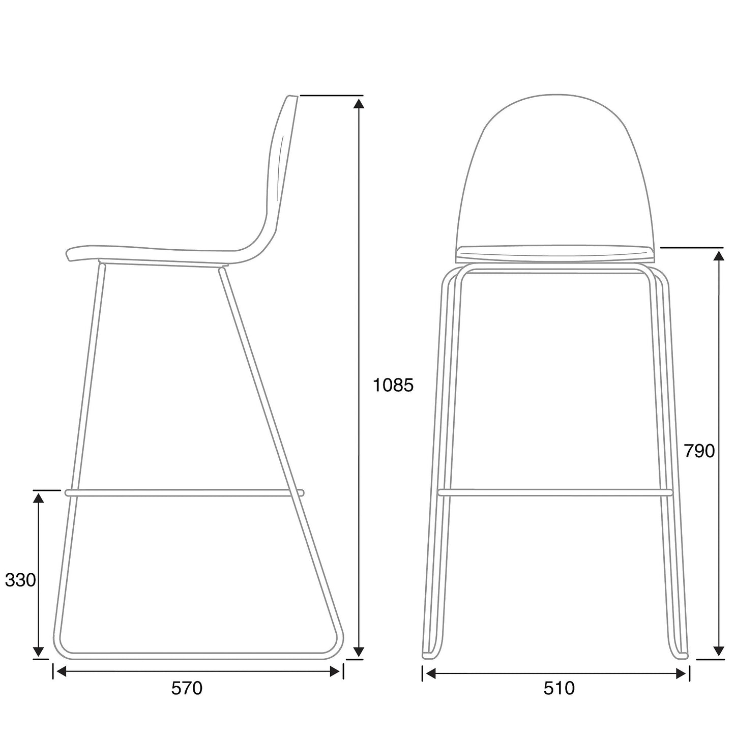 Barstol GANDER fra AJ Produkter, H790 mm, stabelbar