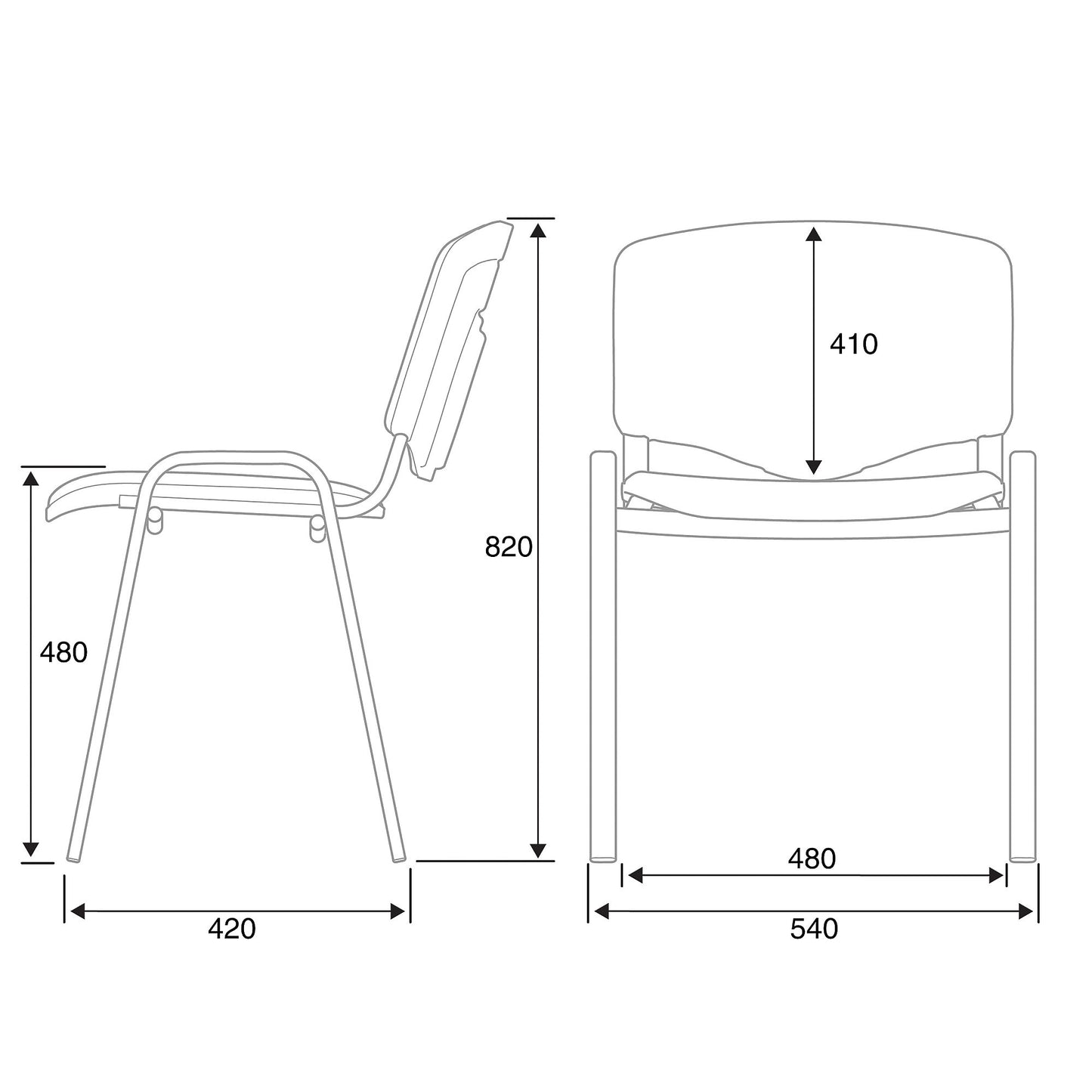 Helt nytt | Konferansestol NELSON, 4-pk., grå/svart