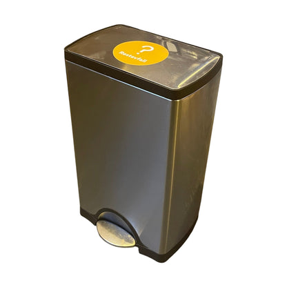 Simplehuman rektangulær søplebøtte, krom, 40x26x65 cm