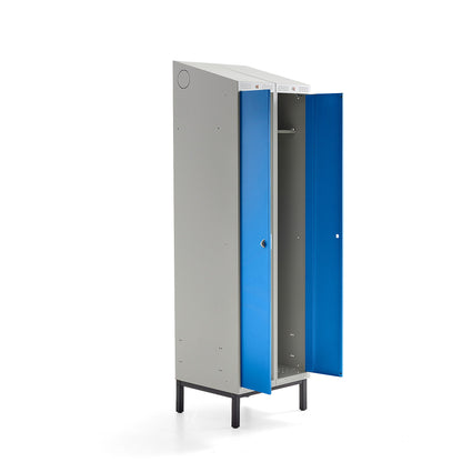 Garderobeskap CLASSIC COMBO, UTEN benstativ, 2 dører, H2100 B600 D550 mm, blå fra AJ Produkter