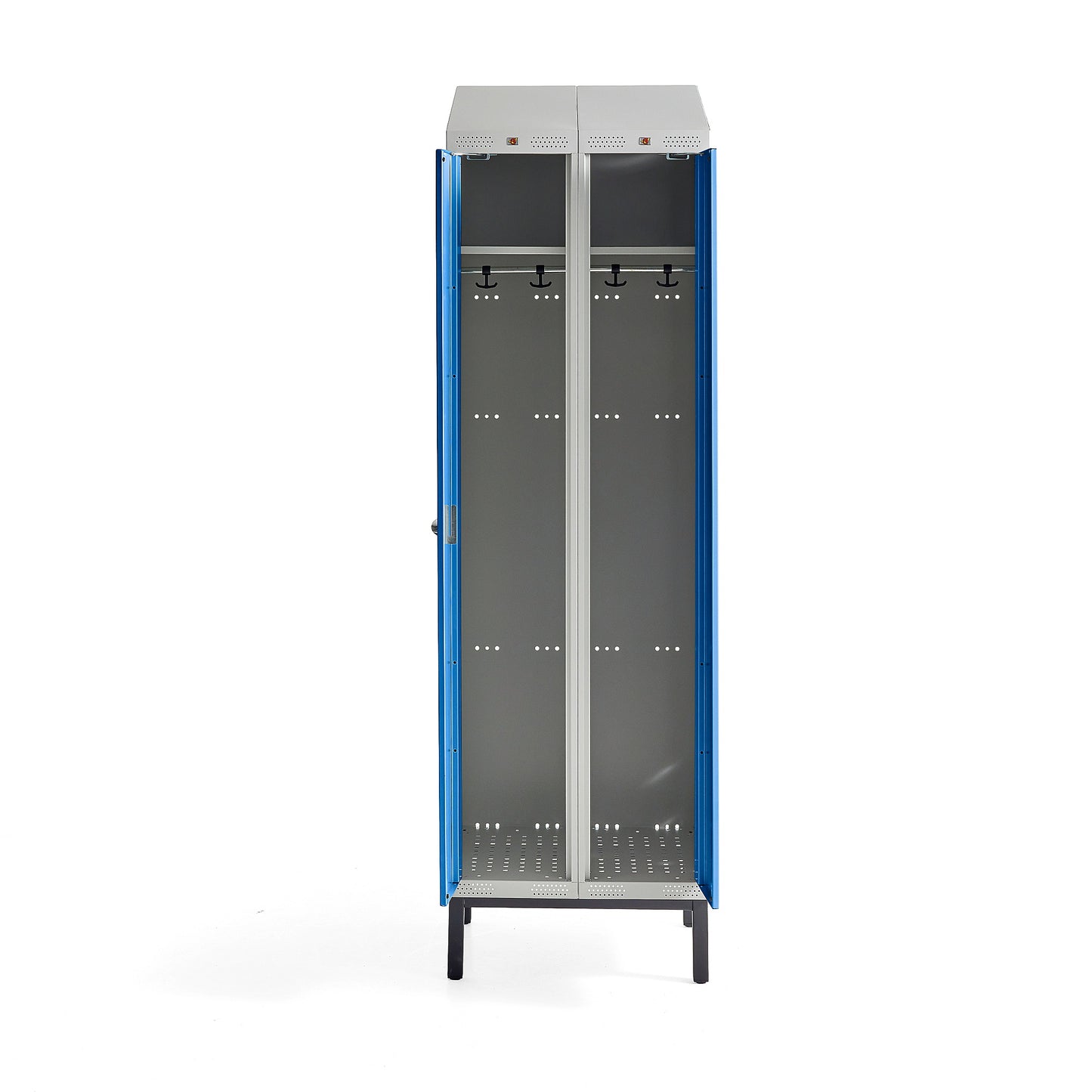 Garderobeskap CLASSIC COMBO, UTEN benstativ, 2 dører, H2100 B600 D550 mm, blå fra AJ Produkter