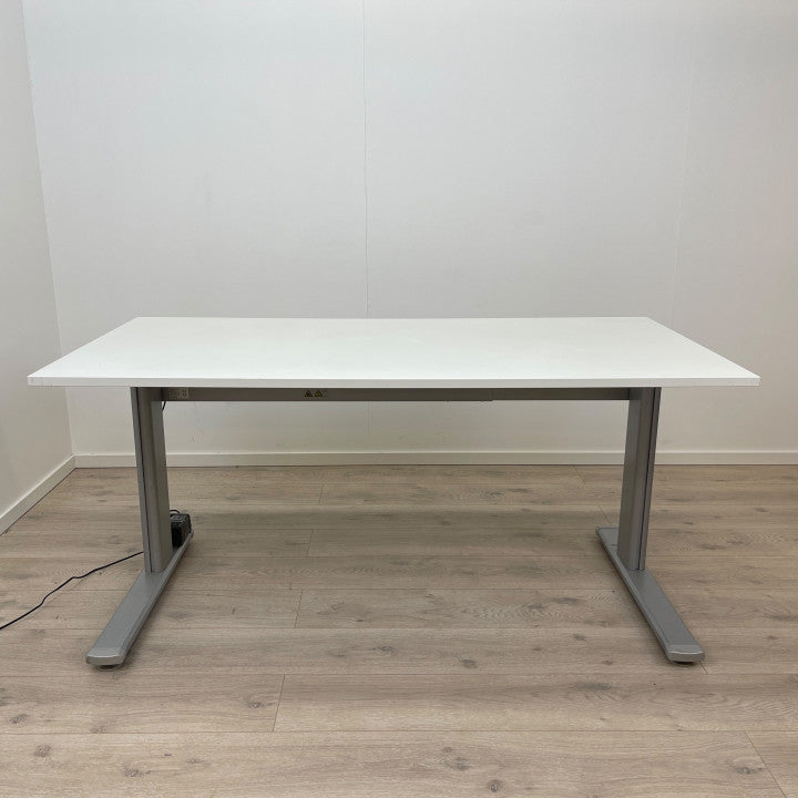 (160x80 cm) Elektrisk hev/senk skrivebord med hvit bordplate